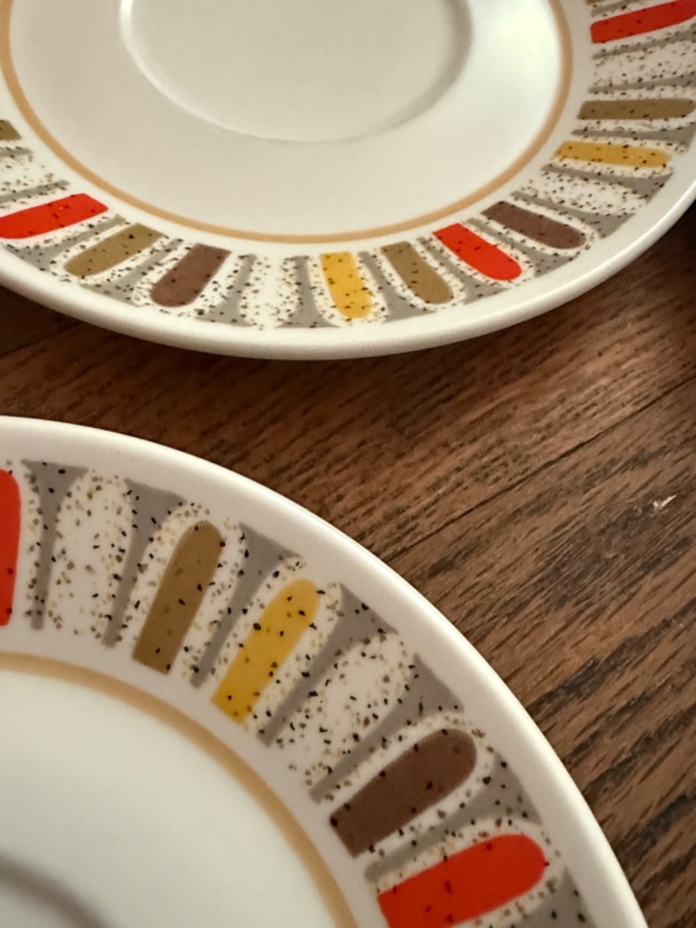 Noritake Mardi Gras Saucers in White Orange, Yellow and Brown Accents Set of 6 - Picture 7 of 8